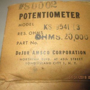 DeJur AMSCO KS9541 L3 Potentiometer 20,000 Ohms variable resistor